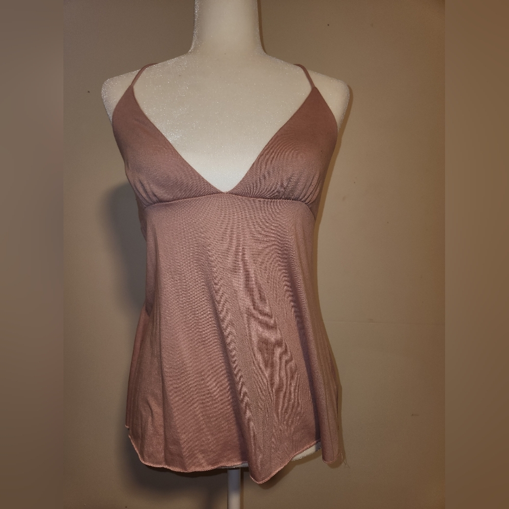 Charlotte Russe Rose Gold Pink Y2k Fairy Halter Babydoll Tunic Size Medium M